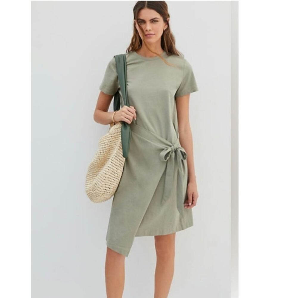 New Anthropologie Dolan Draped Midi Dress $98 X-SMALL Moss